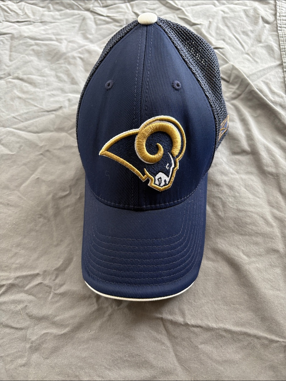 NFL Navy and Gold Rams Logo Mesh Back Baseball Cap